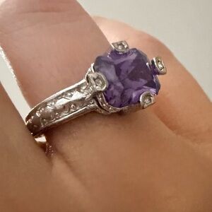 Vintage Elegant Purple Gemstone Silver Ring